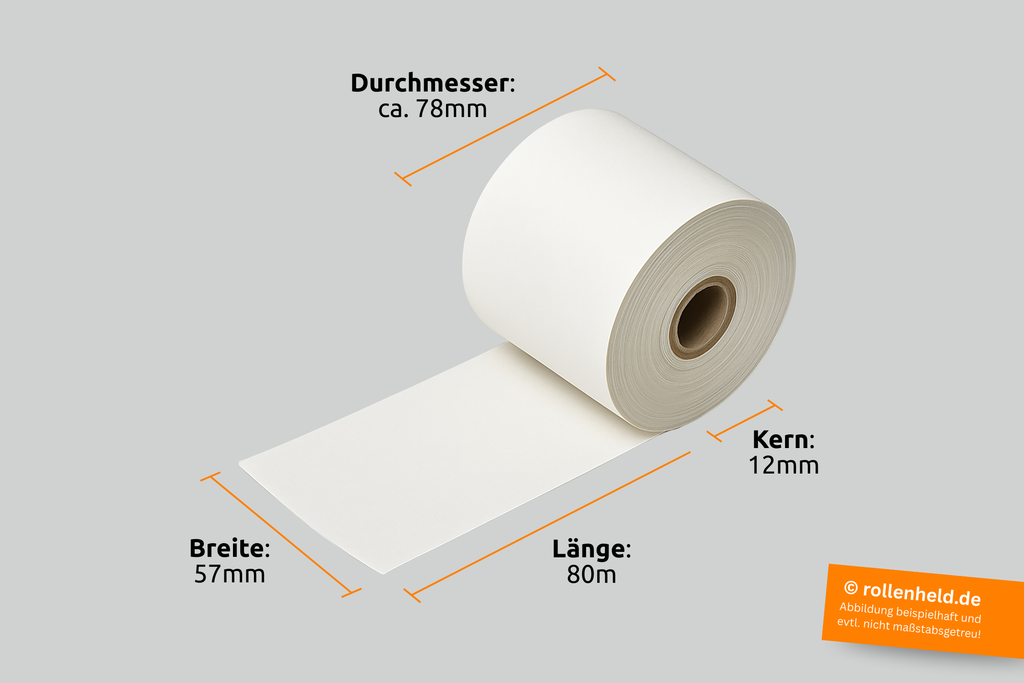 Thermorolle 57 x 80m x 12 (Ø 78mm) BPA‑frei ohne Aufdruck