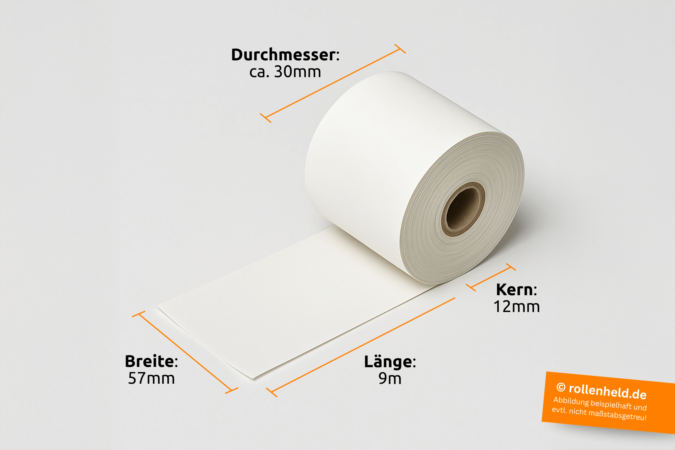 Thermobonrolle 57 x 9m x 12 (Ø 30mm) BPA‑frei mit EC‑Cash Text