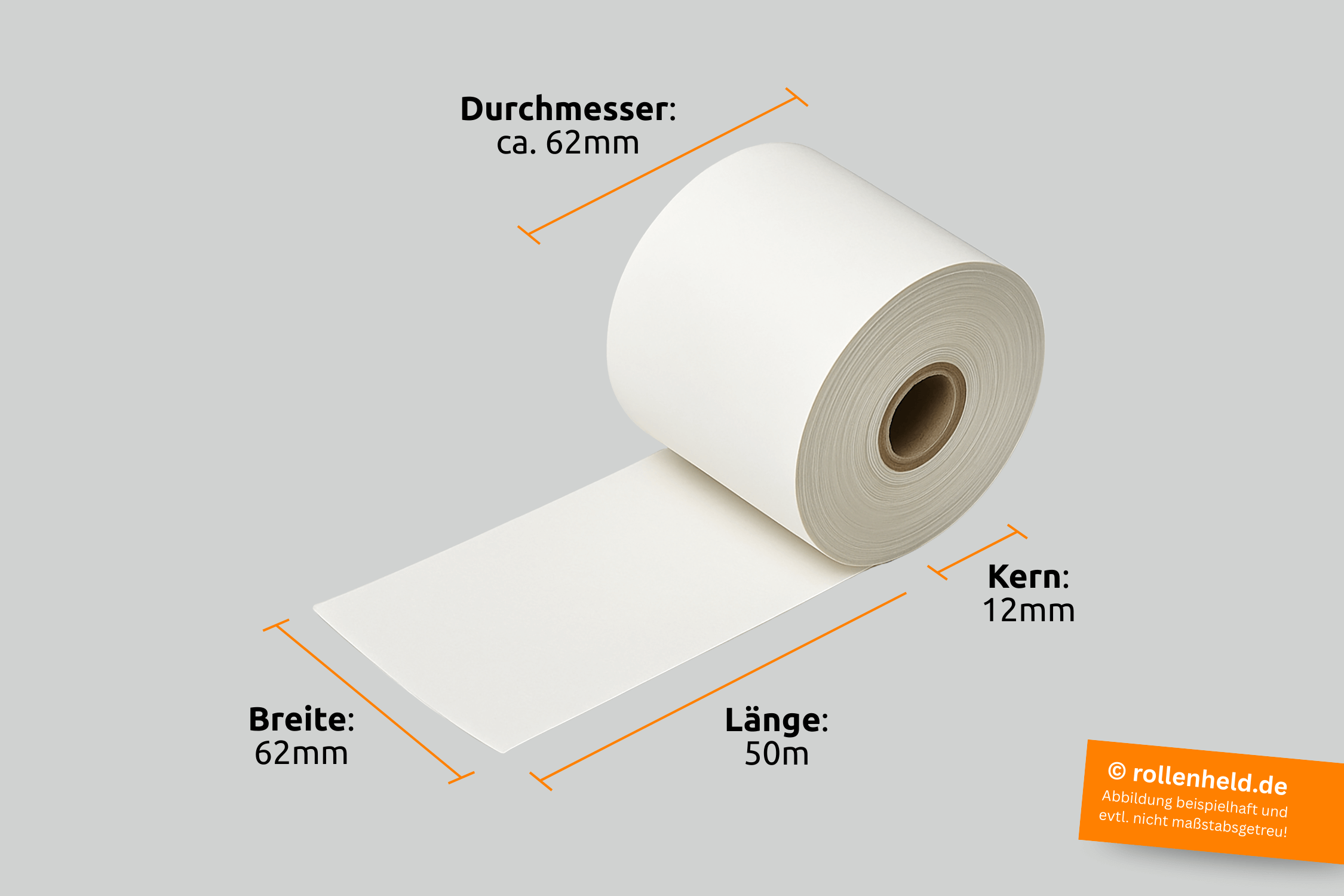 Thermorolle 62 x 50m x 12 (Ø 62mm) BPA-frei ohne Aufdruck