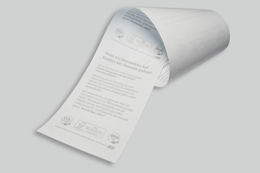 Thermorolle 80 x 90m x 12 (Ø 78mm) BPA-frei mit Aufdruck "Der Grüne Bon"