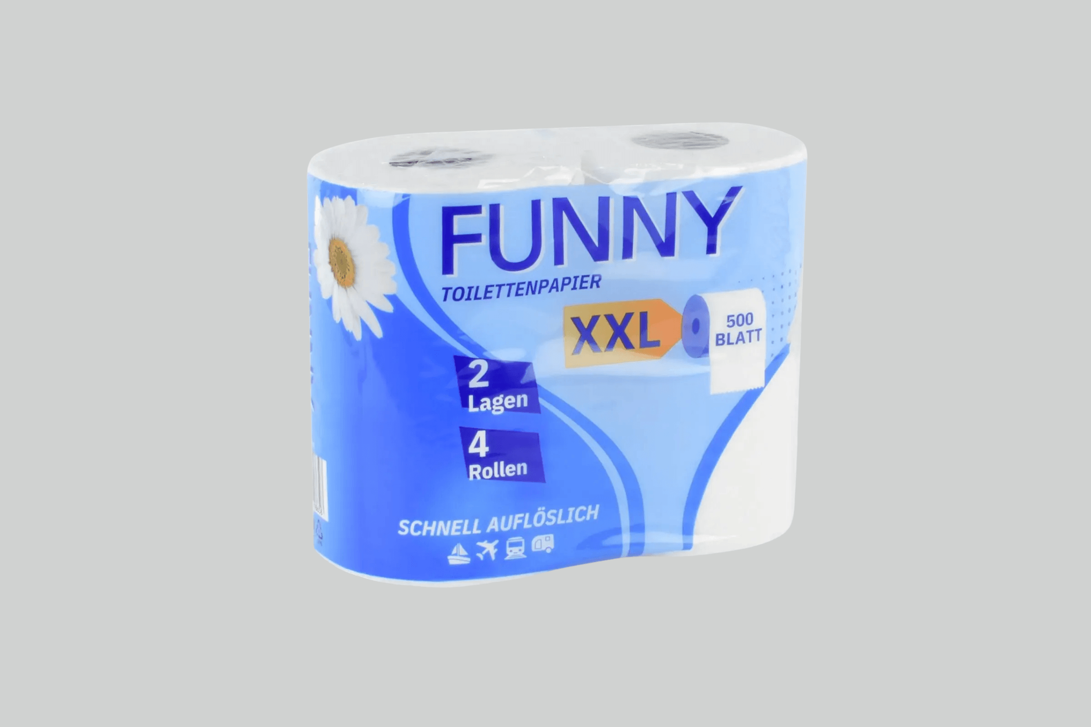 Funny Toilettenpapier 2-lagig, 500 Blatt, weiß, 10x4 Rollen