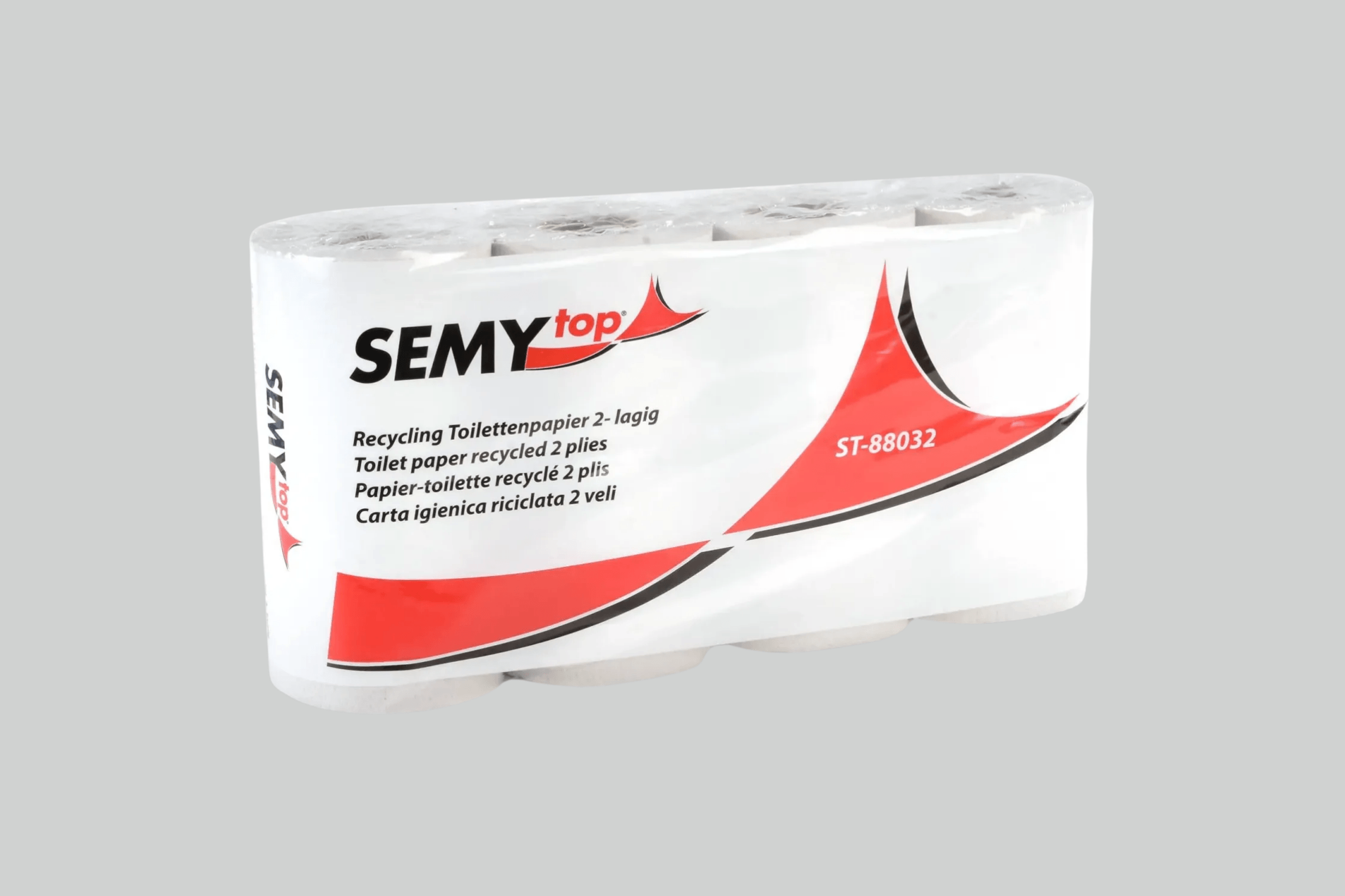 SemyTop Toilettenpapier 2-lagig, 250 Blatt, Recycling grau, 8 x 8 Rollen