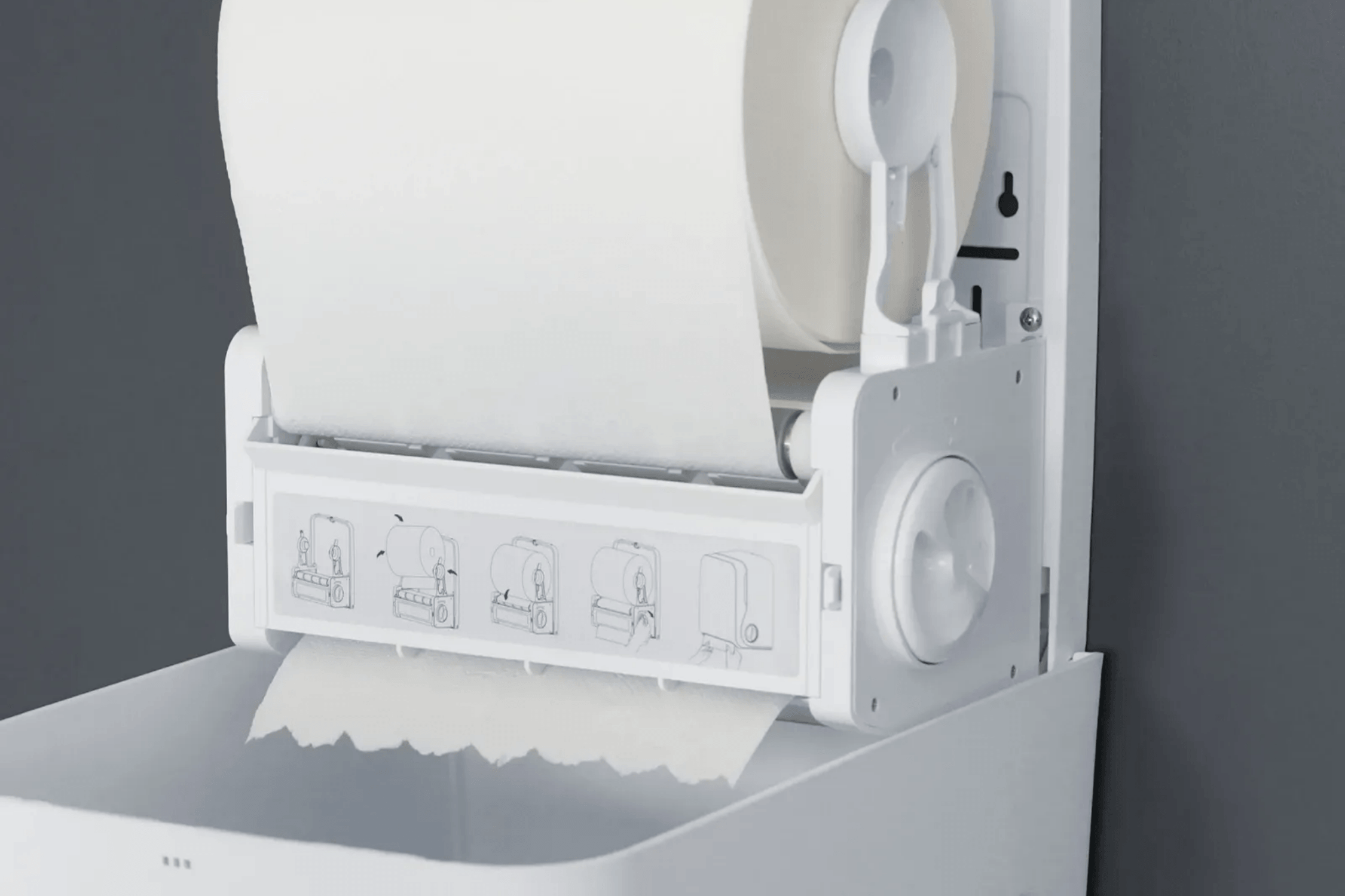 SemyTop Handtuchrollenspender, Autocut, weiß matt