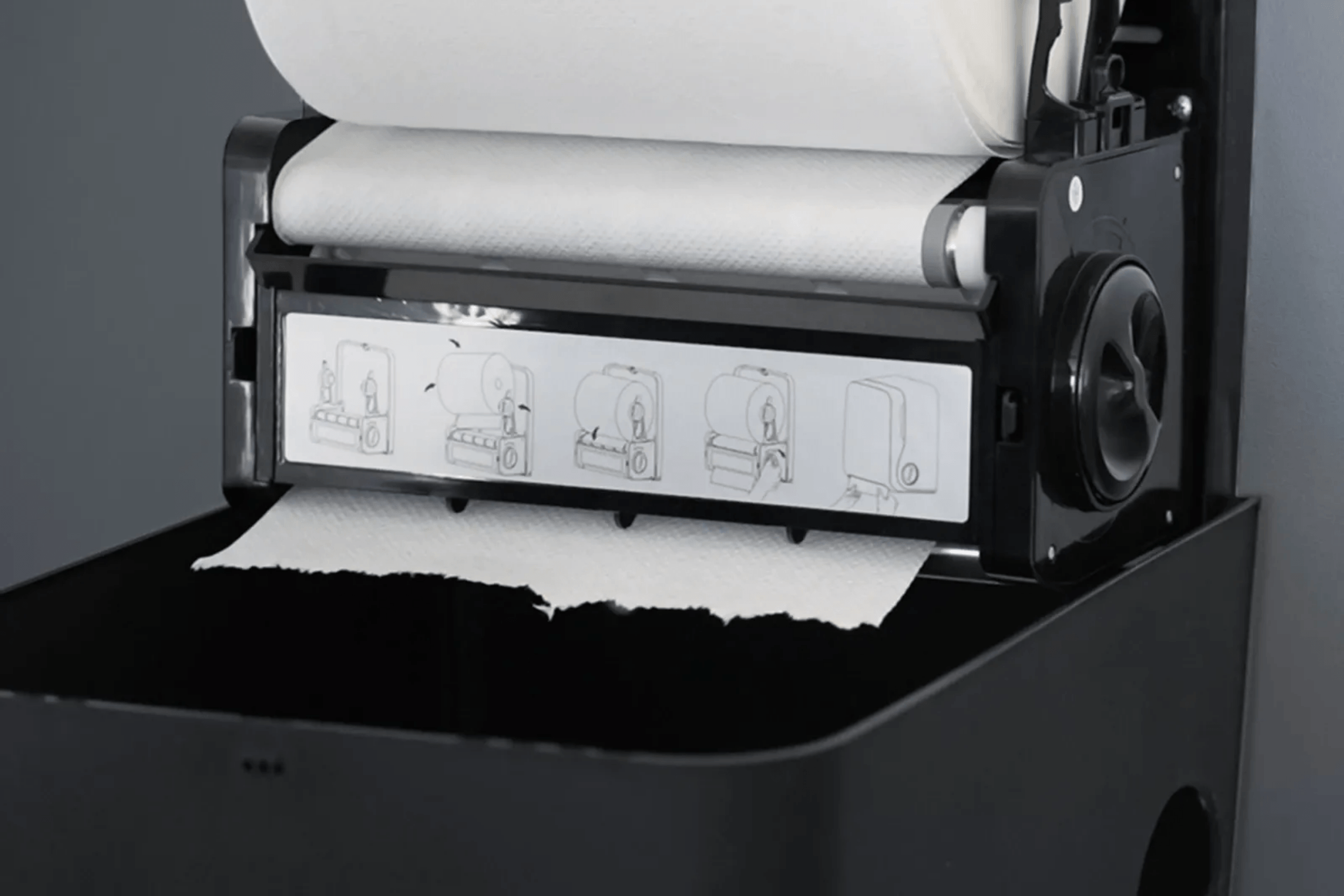 SemyTop Handtuchrollenspender, Autocut, schwarz matt