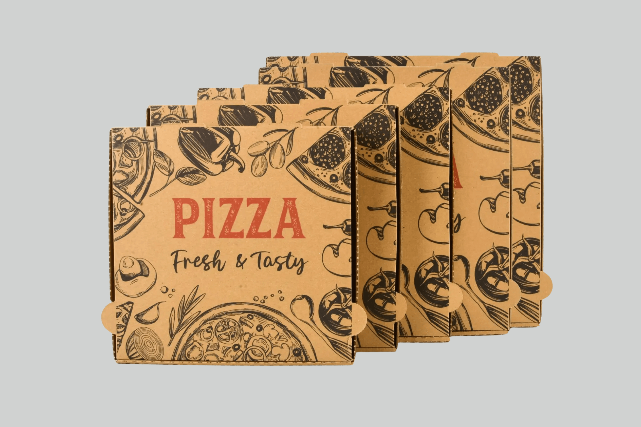 Sobsy Pizzakarton, 32 x 32 x 4 cm, braun, 100 Stück